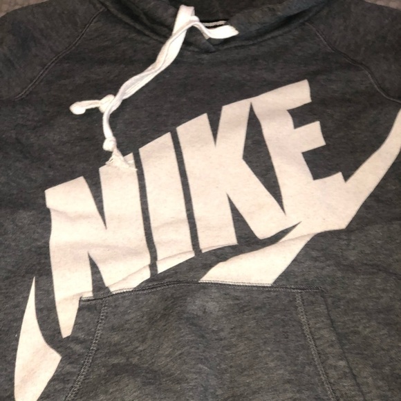 Nilke Big Swoosh Gray Vintage Hoodie Medium - Picture 2 of 10